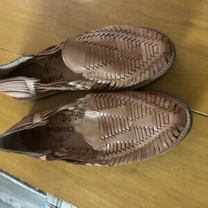 Chamula Tan Leather Huarache Sandals
